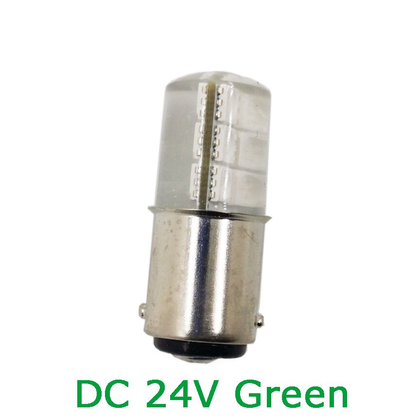 B15 led maskinalarmlampe 24v 3w signal indikerer liten pære dobbeltpunkts tekstilindikatorlys hvit rød gul grønn: Dc24v grønne