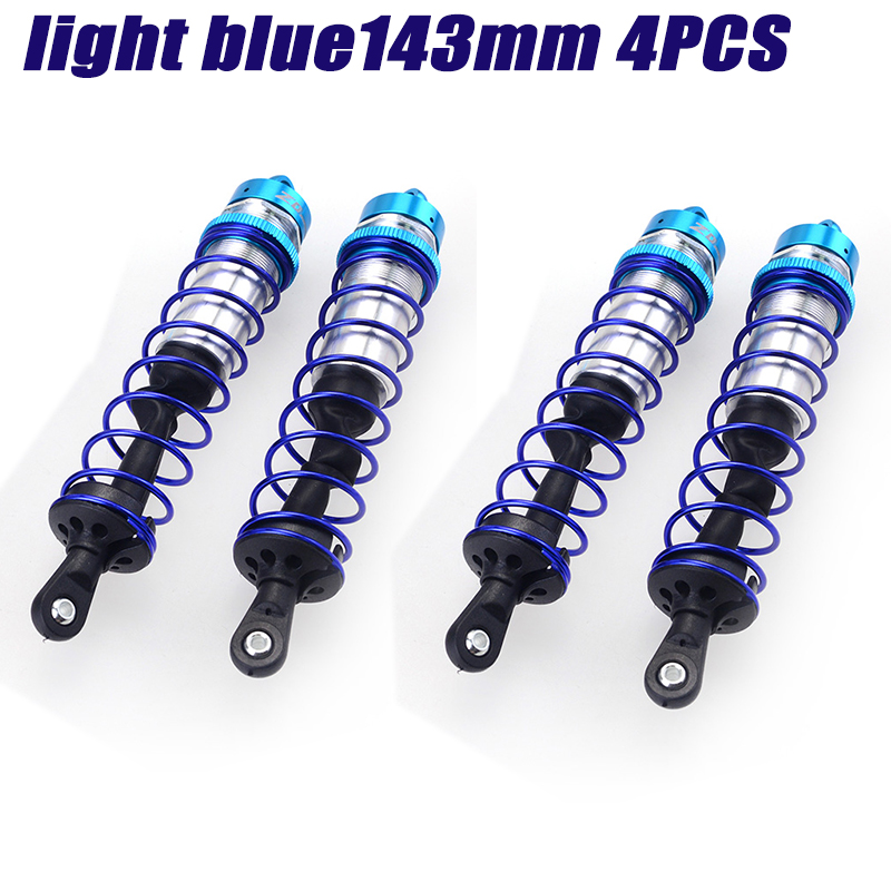 ZD Racing 4PCS Metal Shock Absorber 120mm Front&amp;143mm Rear Damper Suspension for 1/8 RC Car HSP DHK HPI Traxxas JLB Wltoys Drift: L Blue 4PCS 143mm