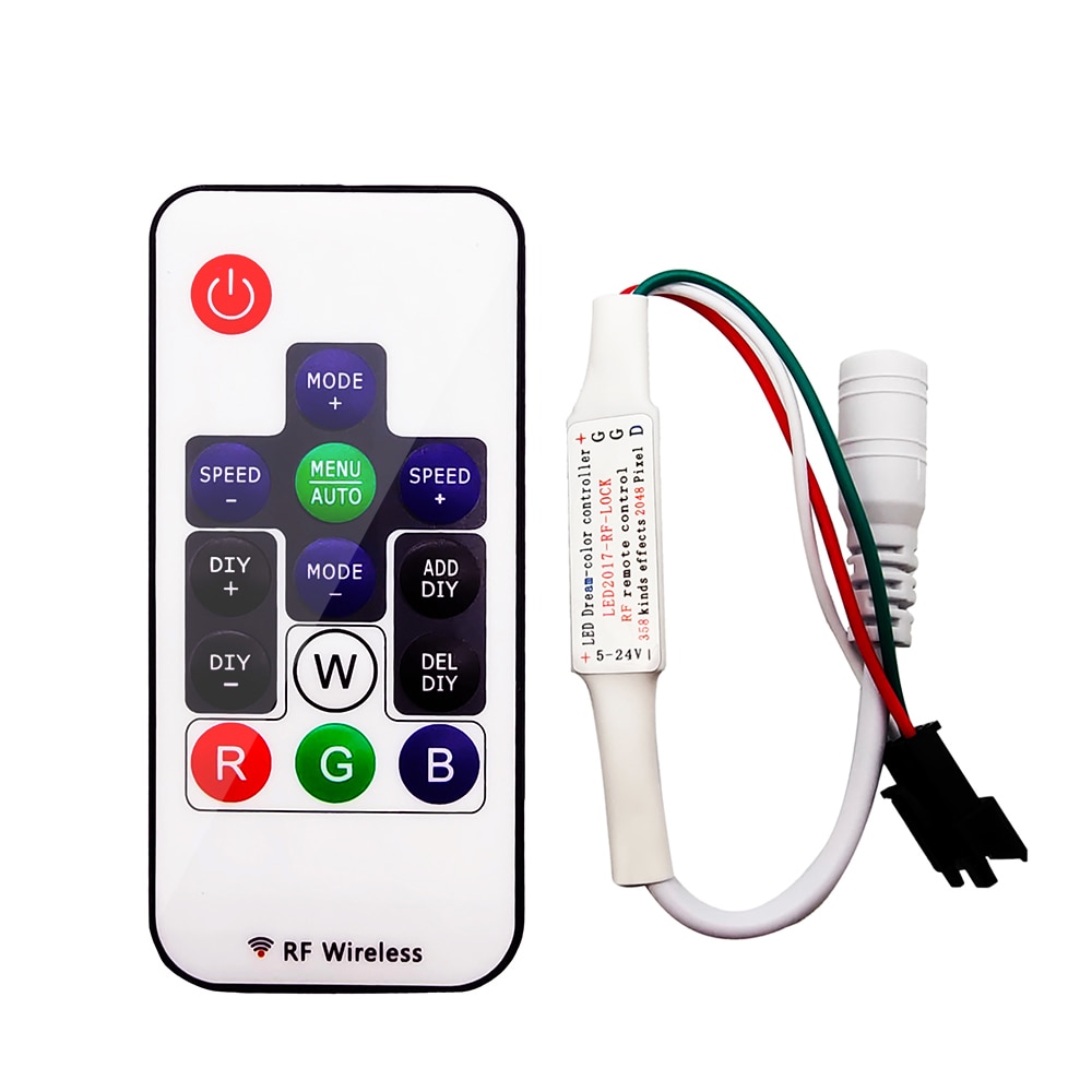 DC5-24V 14Key Controller Mini Smart Diy Rf Draadloze Afstandsbediening Voor 3Pin Rgb Individueel Adresseerbare Led Strip 358 Full Color Modus