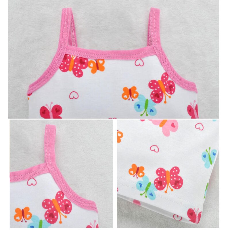 Baby Colorful Tanks 5 Peices / lot 3-24 Months Sleeveless 100% Cotton Girl Vest Beach Clothing Summer Wear Tops