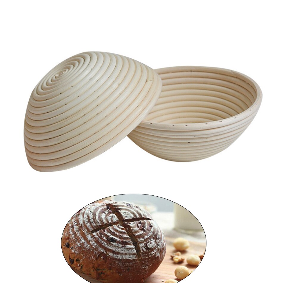 Cesta redonda ovalada de mimbre para fermentación, cesta de mimbre, suministros de cocina, cestas de mimbre para fermentación