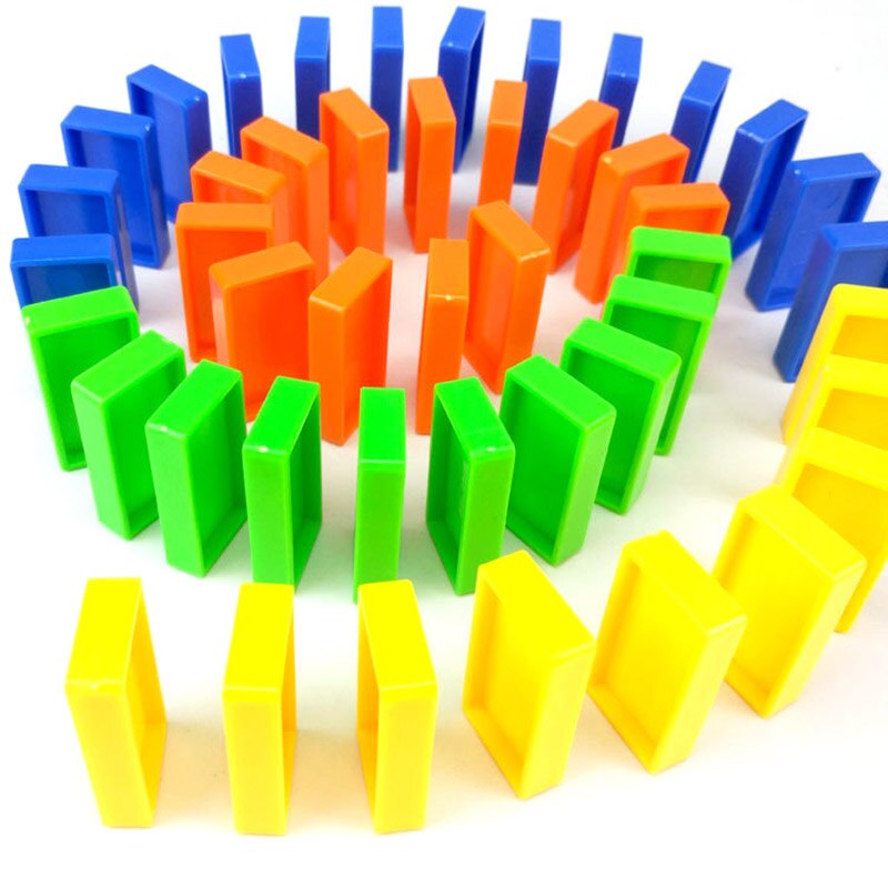 60 stk børn farverige domino mursten sætbeklædningplastiske domino blokke spil pædagogisk legetøj sæt diy sjov