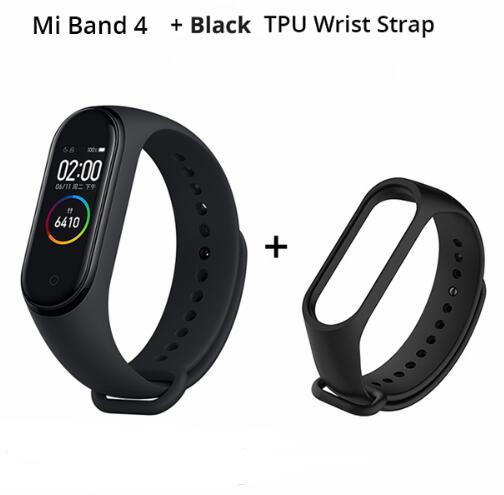 Original Xiaomi Mi Band 4 0.95" AMOLED Screen Smart Miband 4 Waterproof Heart Rate Fitness Wristband 135mAh Bluetooth 5.0 50ATM: add black starp