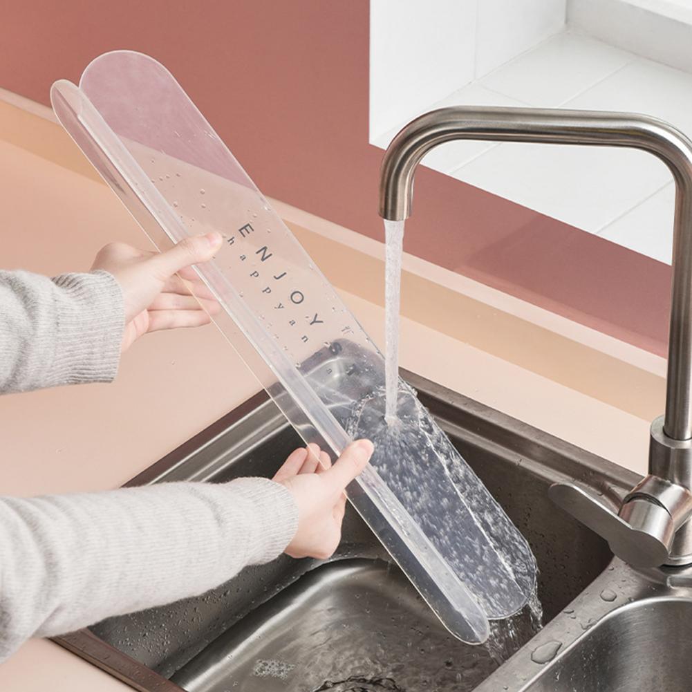 Transparent Reusable Sink Water Splash Guard Delicate Printed Effective Water Retention Bathroom Waterproof Screen