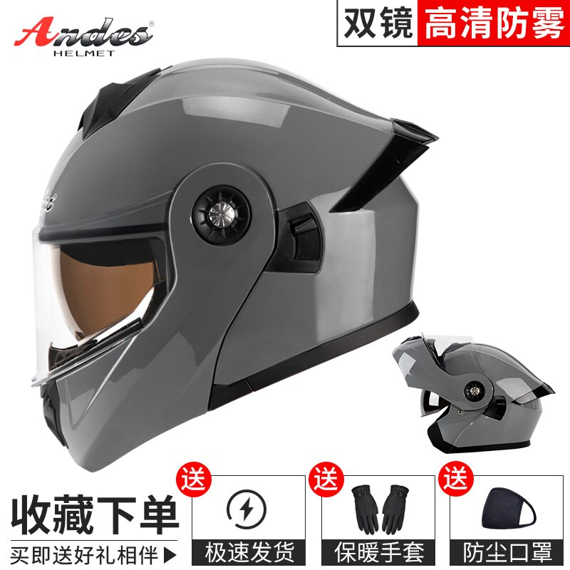 Motorcycle flip up Helmet Men Women Casco Moto Full Face Helmet Motorbike Motocross Moto Helmet Crash Casco Moto for kids: double lens-6