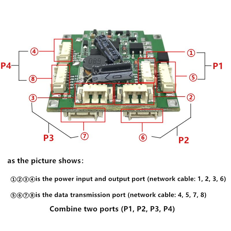 Buck modulo POE Interruttore bordo 802.3af/A di potere porta di alimentazione 30w per telecamere ip nvr ip del telefono 4 switch poe PD separazione buck 12v