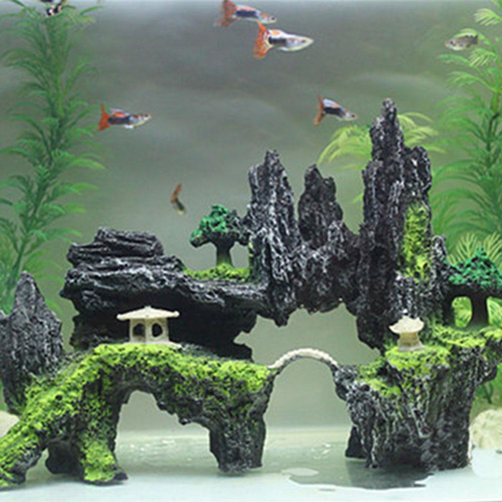 Große Größe Harz Steingarten Stein Aquarium Landschafts Aquarium Ornament Dekoration Steingarten Berg versteckt Höhle Haustier Liefert