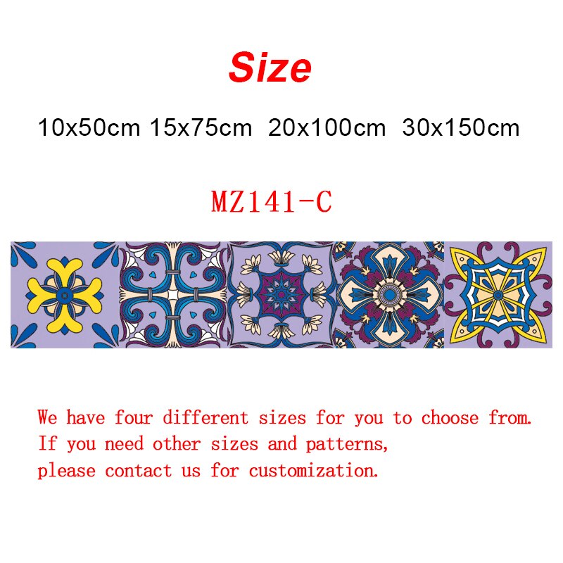 Lilla blomster ornament keramiske fliser veggklistremerke kjøkken garderobe skuff trapp dekorasjon tapet hjemmeinnredning kunst veggdekor: Mz141 c / 15 cmx 75 cmx 1pc