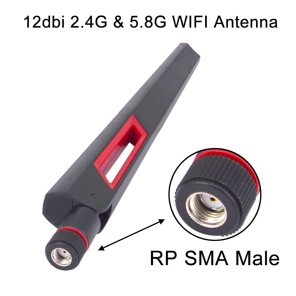 12 dbi Dual band WIFI Antenna 2.4G 5g 5.8G RP SMA Male/SMA Male Universal Antennas Amplifier WLAN Router Antenne Booster