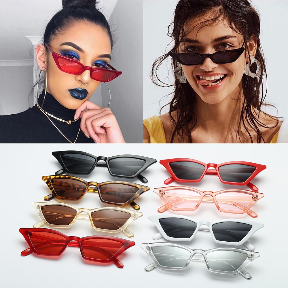 Klassiset cateye naisten aurinkolasit seksikäs retro pieni kehys kissansilmä aurinkolasit ketju vintage silmälasit värikkäät naiselle