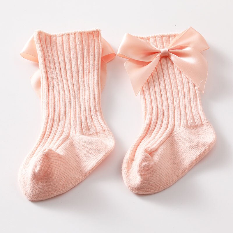 Big Bows Baby Meisje Sokken Zachte Warme Kids Kousen Effen Kleur Baby Peuter Prinses Hoge Sokken Herfst Winter Baby Accessoires