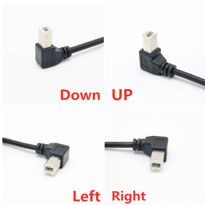 Cable de escáner de impresora USB 2,0 tipo A macho A tipo B, Cable de 90 grados arriba, abajo, izquierda y derecha en ángulo, 30cm, 50cm, 150cm