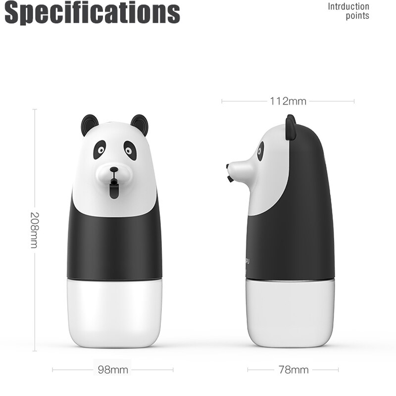 D2 Cute Panda Portable Automatic Liquid Soap Dispenser Bathroom Kitchen For Kid Touchless Induction Foam Bubble Antiseptic Hands