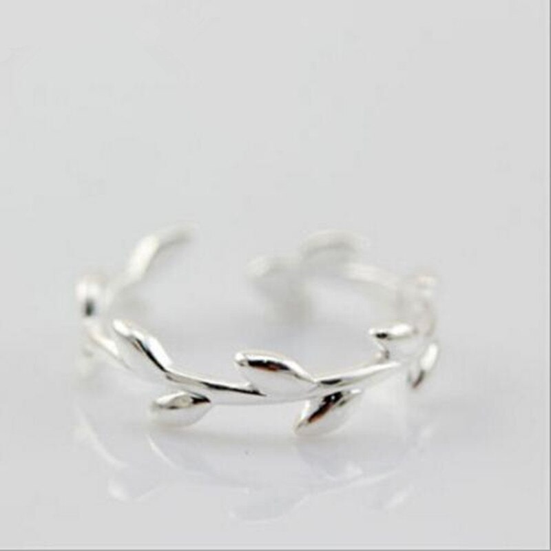 Eenvoudige esthetische boomtakken 925 sterling zilveren sieraden blad populair niet allergisch openingsringen  sr45