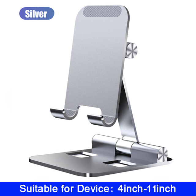 Metallener handyhalter/tablet-ständer für ipad pro, höhenverstellbar, faltbar, winkelverstellbar, tischhalterung für handys, iphones, samsung- und huawei-geräte: Yy silver
