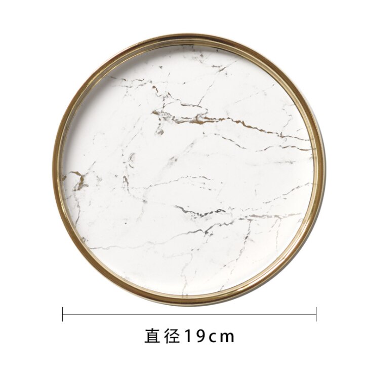 Light Luxury Marbled Ceramic Trays Jewelry Storage Tray Cosmetic Key Ceramic Plate Dessert Trays Serving Tray For Home Storage: L-2
