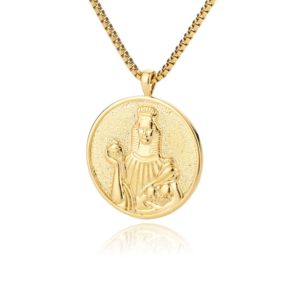 Collane con ciondolo devanna d'arco per donna catena in oro in acciaio inossidabile rotonda antica dea greca simbolo collana gioielli regali: Persephone