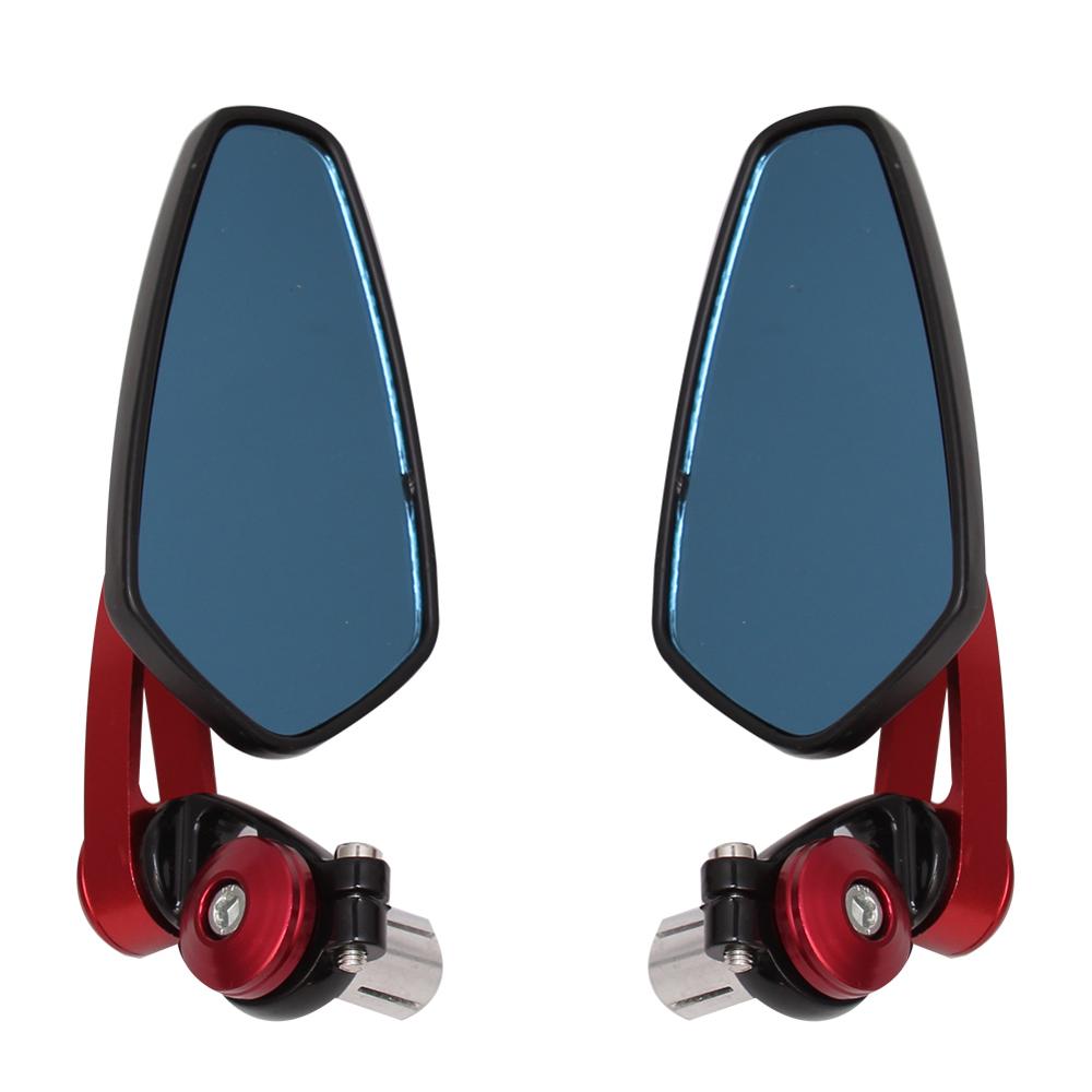 7/8" 22mm Universal Motorcycle Aluminum Rear View Black Handle Bar End Side Rearview Mirrors For Honda Cafe Racer: Red