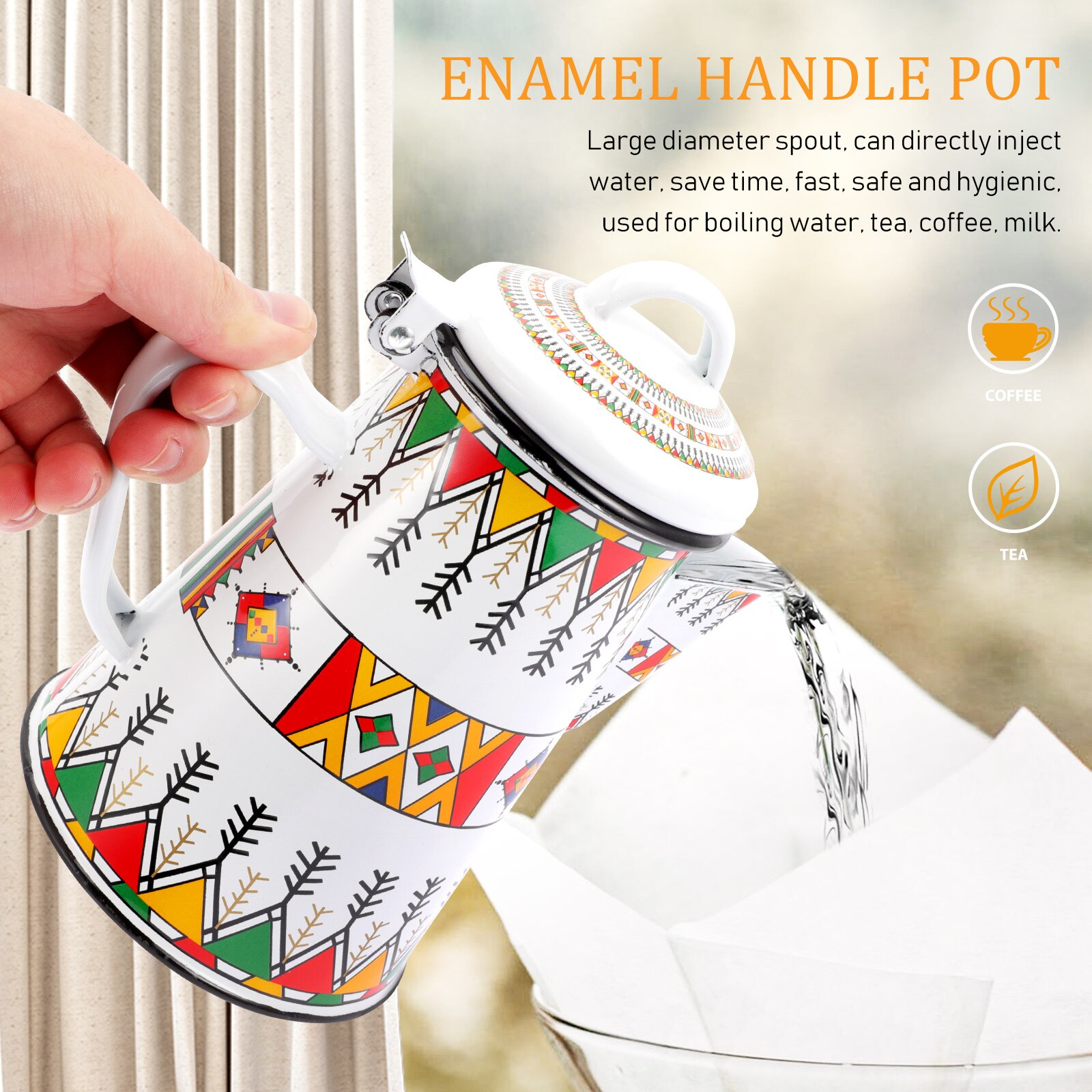 Enamel Coffee Pot Household Retro Coffee Pot Home Kitchen Supply