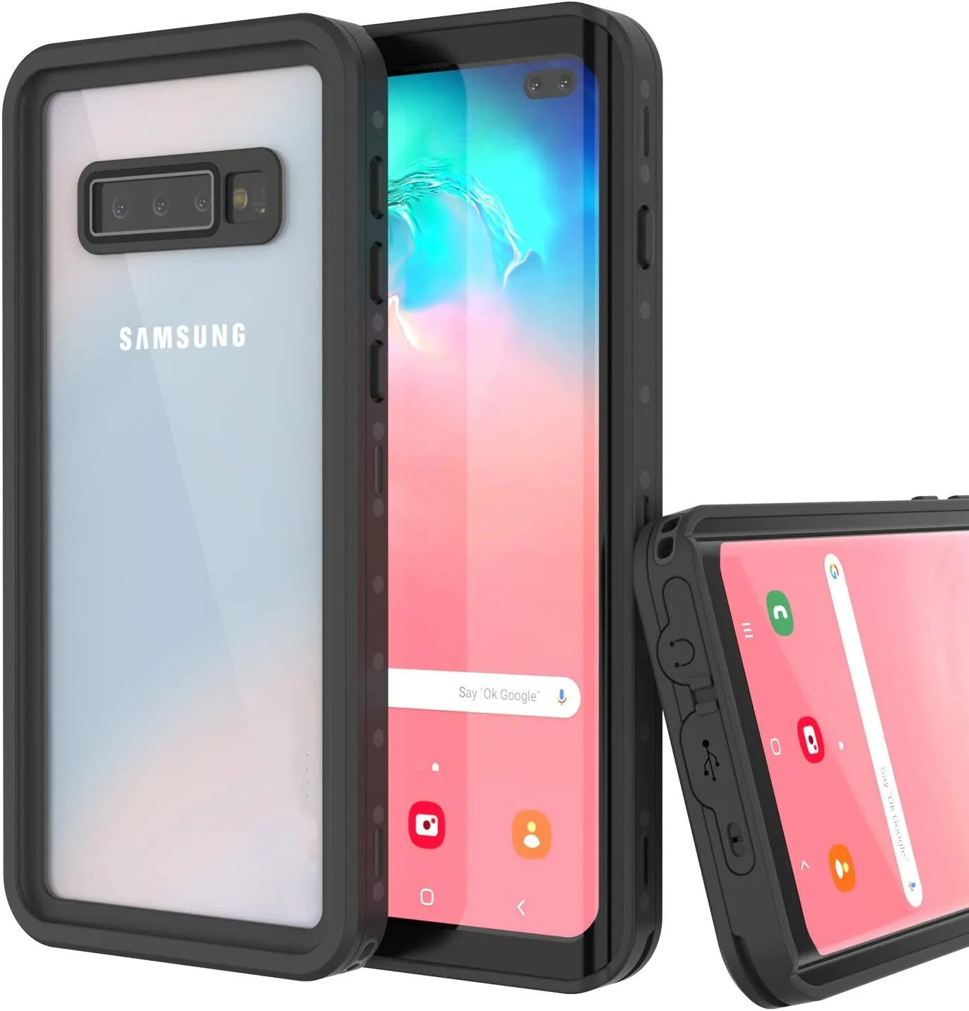 Waterproof Case For Samsung Galaxy S10 Plus S10 5G A54 A15 A34 S24 Ultra S23 FE S22 Full Body Heavy Duty Clear Rugged IP68 Cove: Microfiber