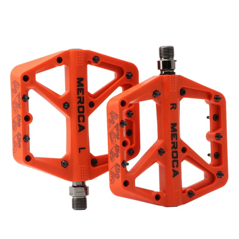 MEROCA-pedales planos ultraligeros para bicicleta de montaña, antideslizantes, accesorios para bicicleta de carretera: Orange