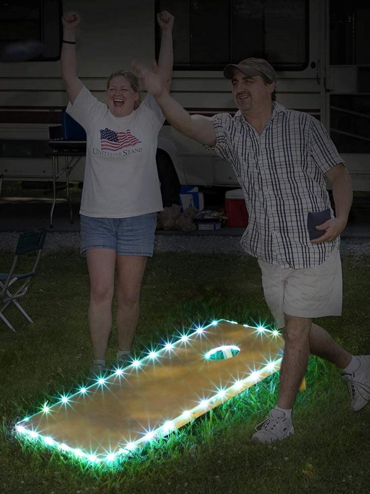 30/36 Cornhol Lights 16 Colors Change Cornhole Board Edge And Ring LED Lights With Remote Control Cornhole Games