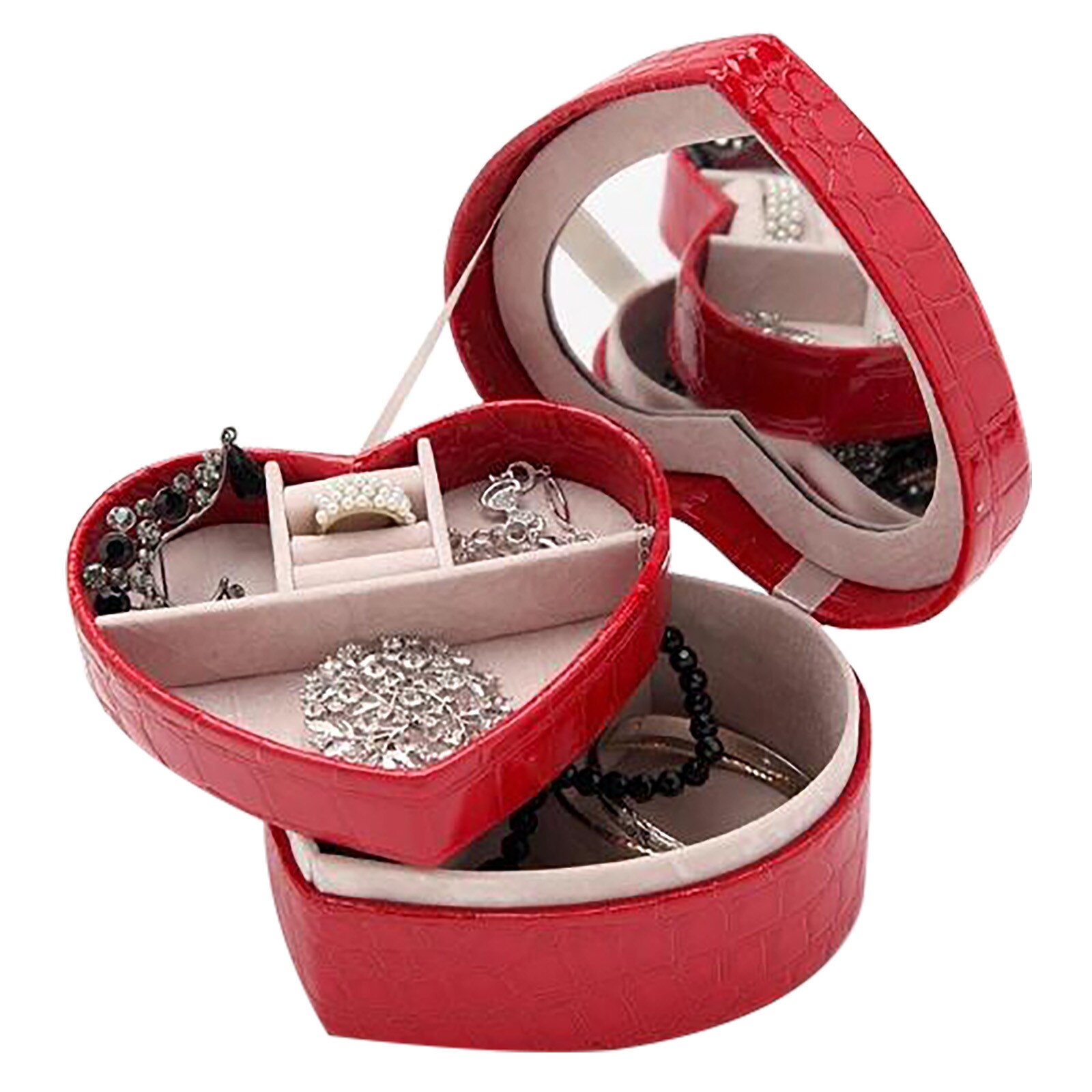 Portable Leather Heart Shaped earrings storage box Special jewelry storage box Small objects Organizer organizador de maquillaje