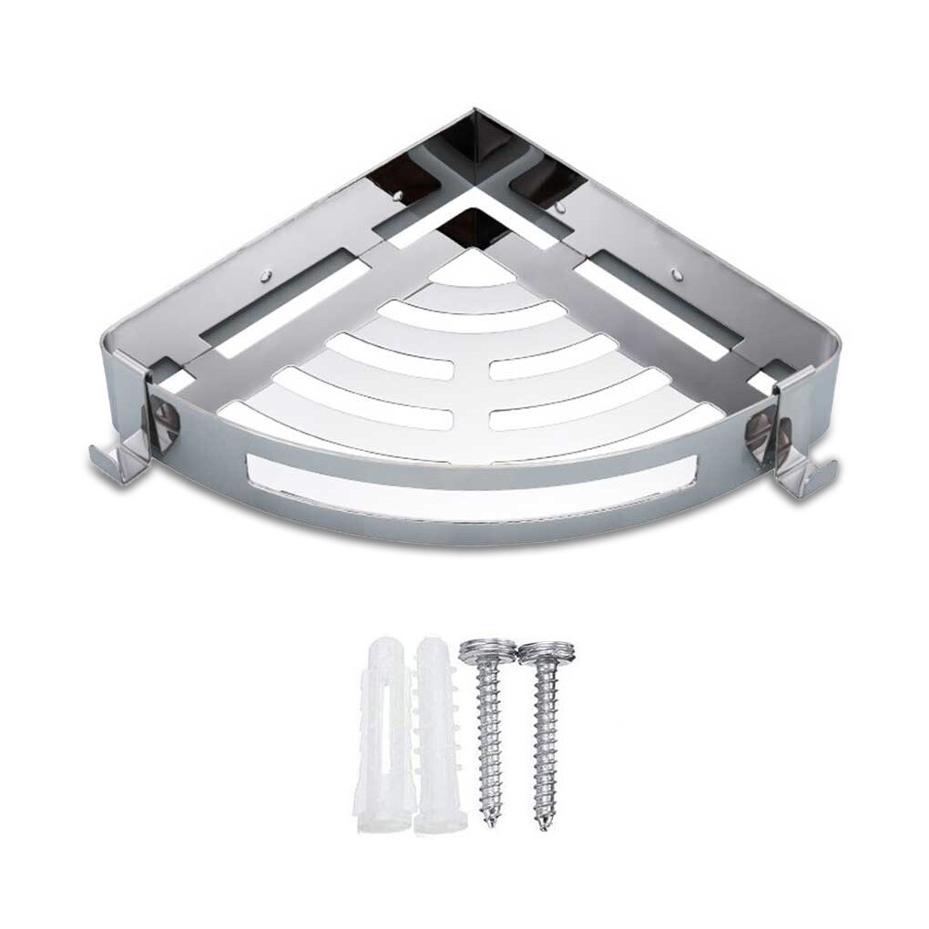 Aluminum Bathroom Shelf Shower Shelves No-drill Wall Mount Shower Storage Rack Corner Shelf Bathroom Accessories: Silver