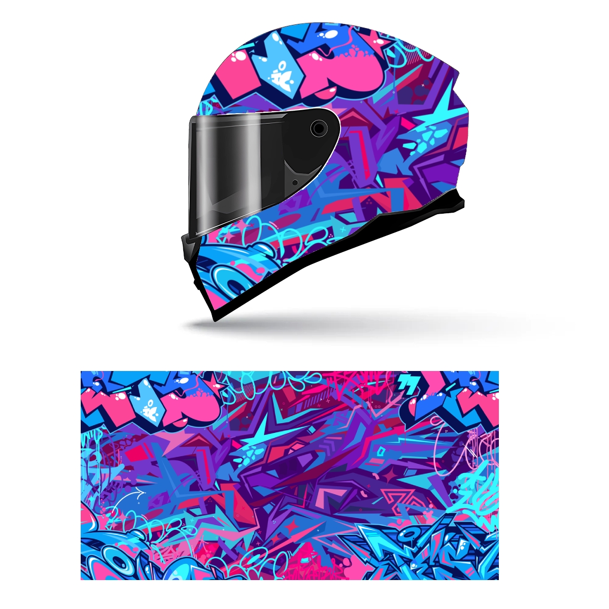 Hip Hop Street Graffiti Art Full Helmet Wrap Sticker Motorcycle Helmet Racing Graphic Decal Vinyl Wrap Helmet Decorative Sticker: M / Brown