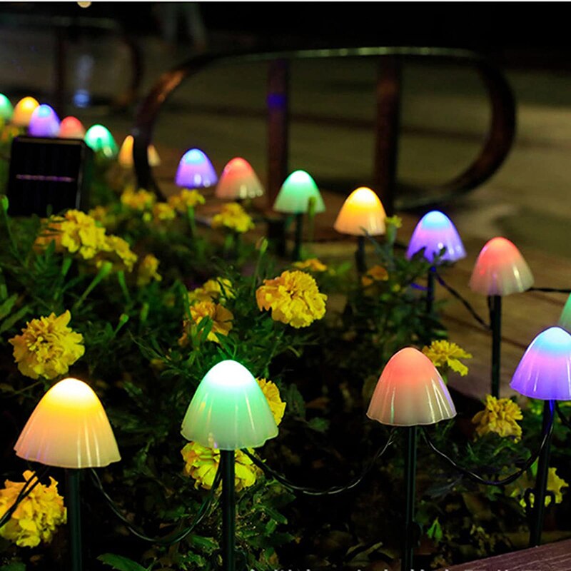 Mini lampes solaires en forme de champignon, 5m/6.5m, 20/30led, pour l&#39;extérieur, éclairage de paysage, pour cour, Patio, jardin, fête, décor