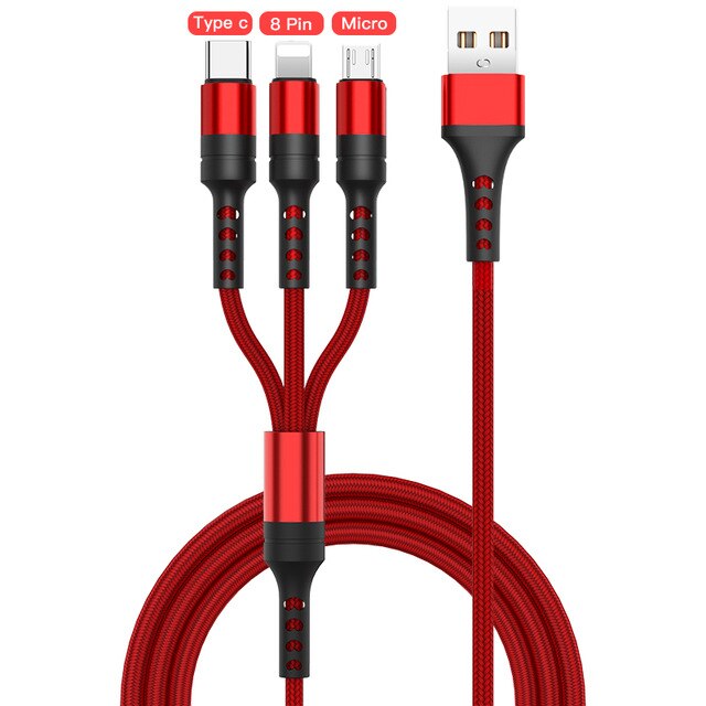 Baseus 3in1 Daten USB Kabel iphone ladegerät Ladekabel Für Android Typ C Xiaomi Samsung Ladegerät Draht telefon zubehör: verrotten