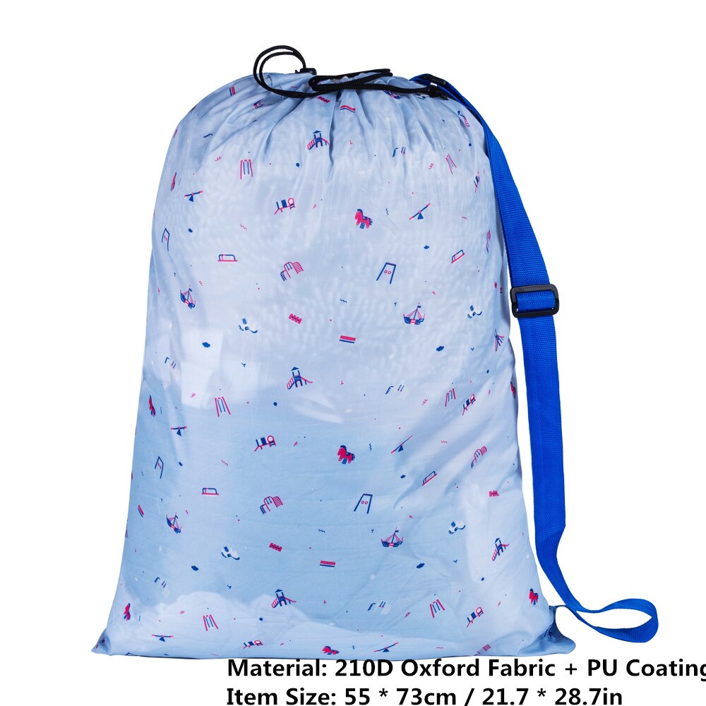 Bærbar sammenklappelig tøjpose til hjemmet vaskeri rejse snavset tøj opbevaringspose med snøre lukning skulderrem: -en