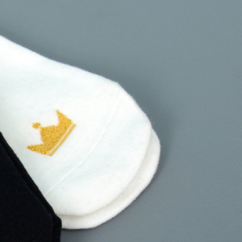 Kinderen meisjes lange sokken peuter baby jongens kniekousen zwart/wit kroon laarzen sokken katoen warme kinder beenwarmers