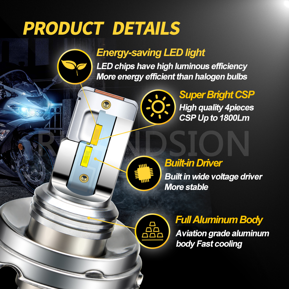 1pc Super White Yellow R2 P45t BA20D H4 12V 24V Motorbike Headlight 1860 4SMD Canbus Car Head LED Bulb Moped Scooter ATV Lamp