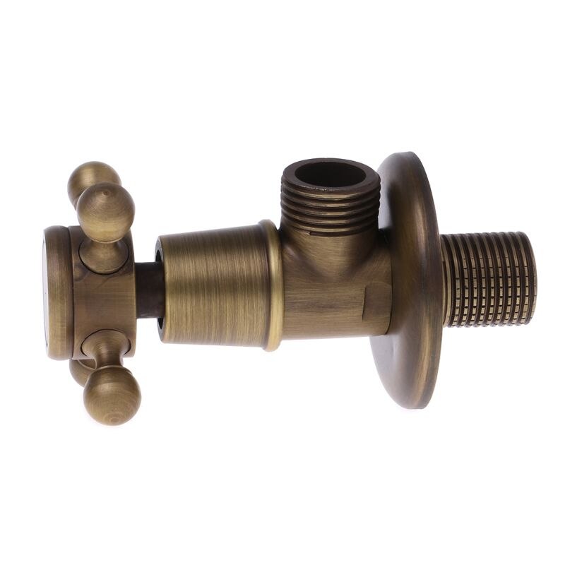 Valve Antique Brass Triangle Valve 1/2" Male Thread Water Control Valves Bathroom Angle Stop Valve