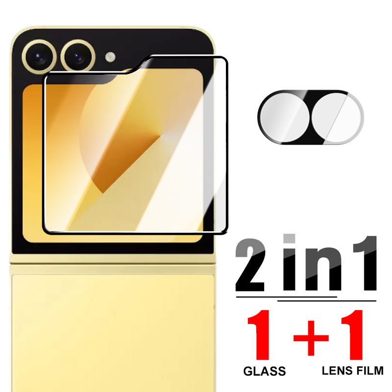 6IN1 Temperd Glass for Samsung Galaxy Z Flip 5/6 5G Outer Screen Protector Camera Lens Protective Film for Samsung Z Flip6 Flip5: Dark blue / Bundle2