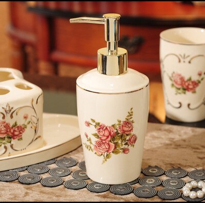 Soap Dispensers Ceramic Emulsion Dispensing Bottle Preser Portable Soap Dispensers Perfume Hand Shower Gel Shampoo Bottle 400ML: Style 5
