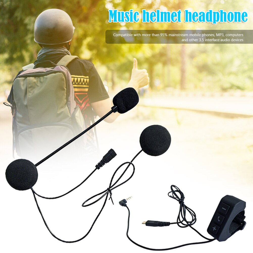 QY8 Motorcycle Helmet Headset 3.5mm Wired Earphones Headphones with Microphone for Motorbike Helmet Intercom Interphone MGO3