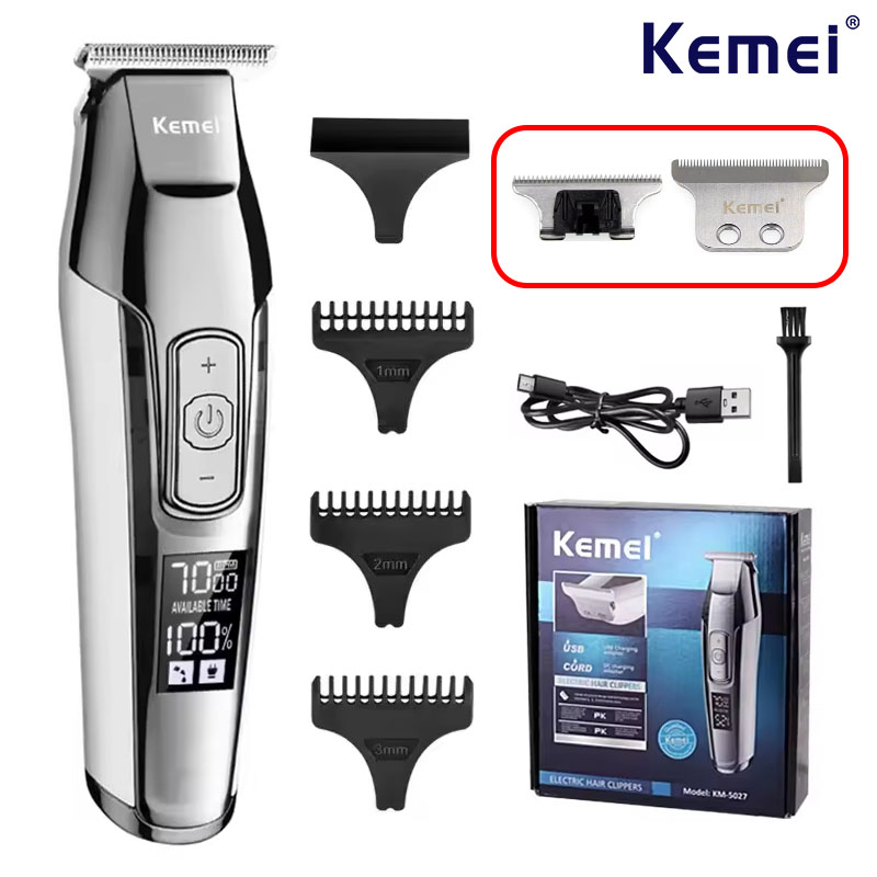Kemei KM-5027 Original Elektrische Haarschneidemaschine Wiederaufladbare Haarschneider LCD Anzeige Friseur Professionelle Schneidemaschine