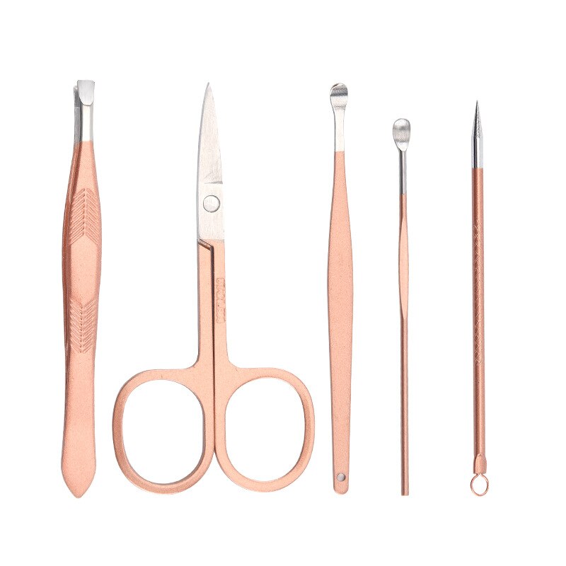 Or Rose 12/16 pièces/ensemble coupe-ongles ciseaux sac pliant outils à ongles Kits de maquillage multifonctions ensemble de manucure outils de soin des pieds à la main