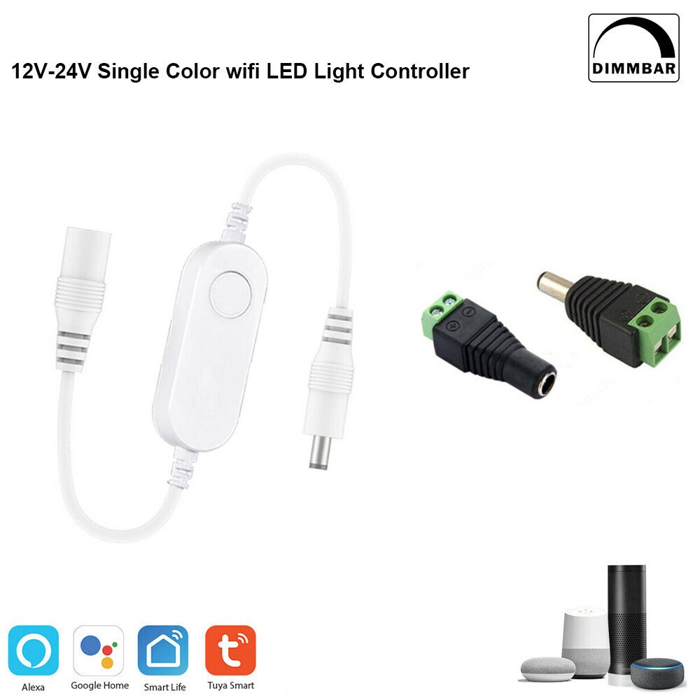 tuya Mini Monochrome wifi dimmer Controller Led Dimmable 5050 Strip Lights Controller Smart life App Switch For Echo Google Home: With DC Adapter