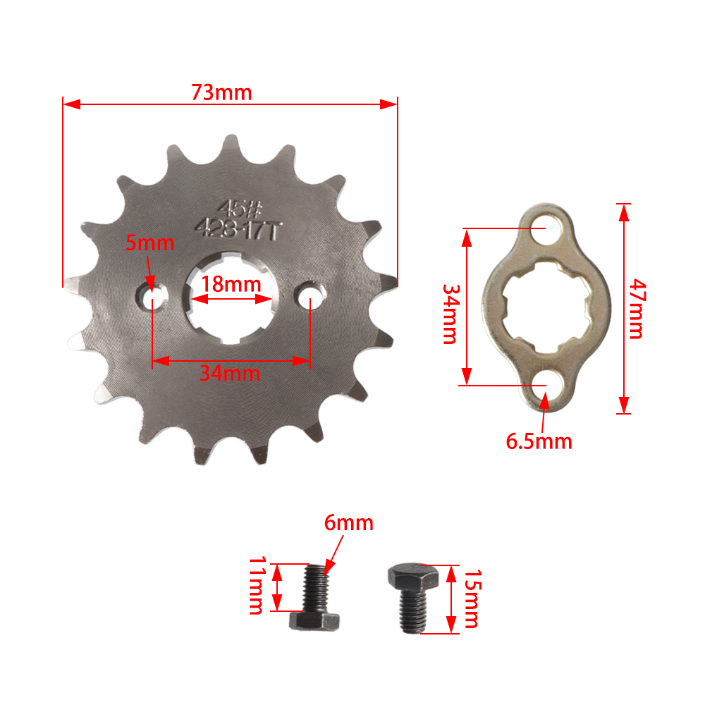 428 Motocicleta de cadena 428 # Piñón delantero de motor con dientes de 20mm y 17T para ATV Go Kart, Scooter Eléctrico, motocross, accesorios para moto de cross