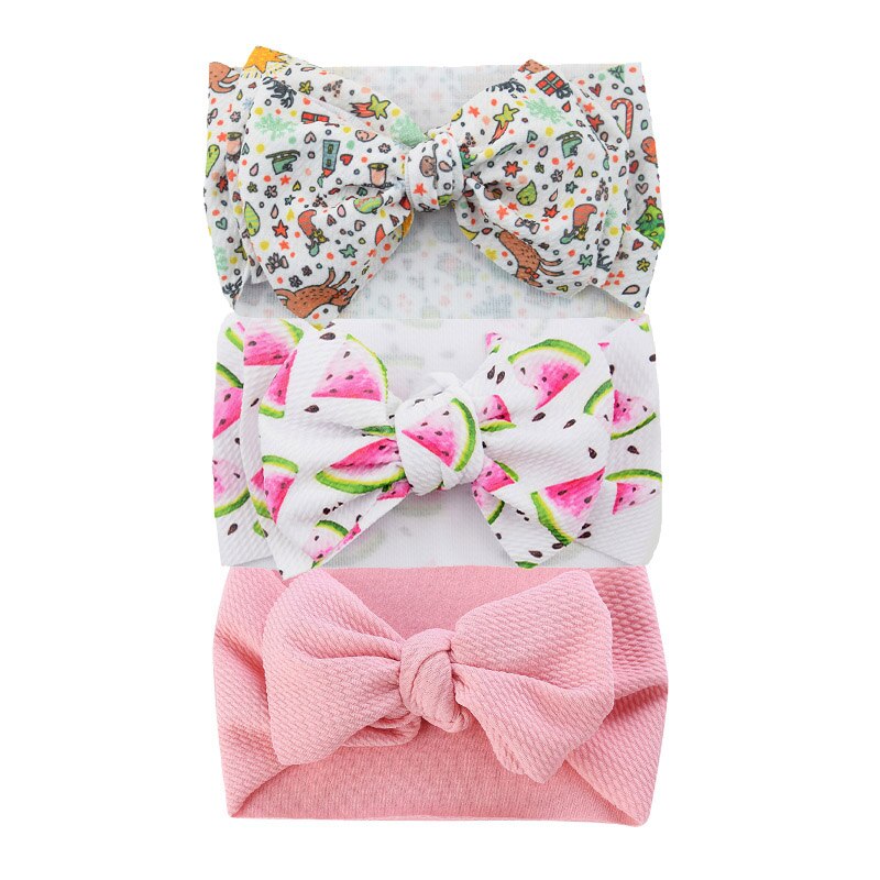 3Pcs/Set Cute Big Bowknot Baby Headband Flower Dot Elastic Baby Girl Hair Bands For Newborn Infant Baby Hair Accessories