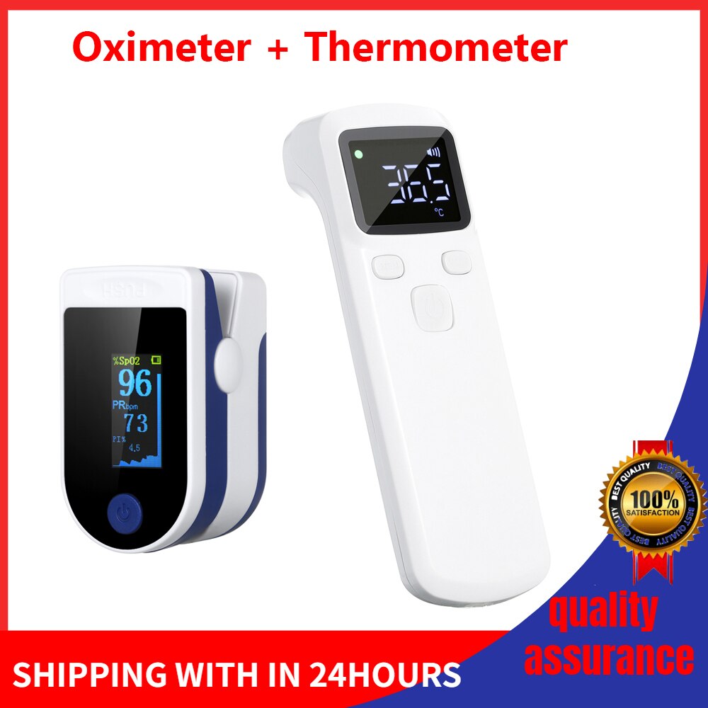 Finger Pulse Oximeter Digital Fingertip Oximeter Blood Oxygen Saturation Meter SPO2 PR Heart Rate Monitor + Infrared Thermometer: Type 3