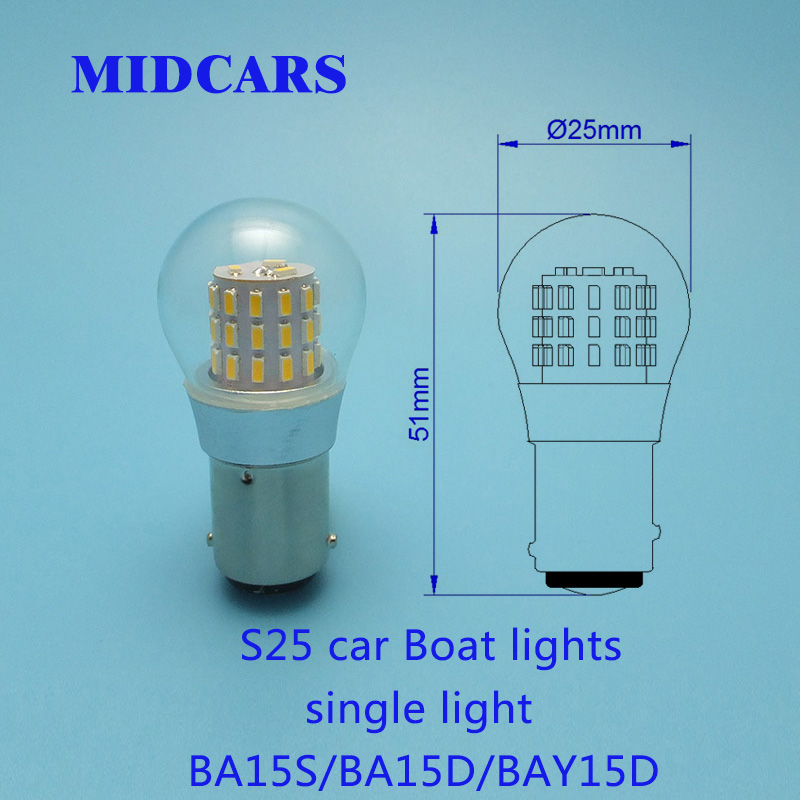 Ampoules LED S25 BA15S BA15D 12-24V, lumière stroboscopique de Navigation BAY15D, Source de stationnement pour navire, 2 pièces