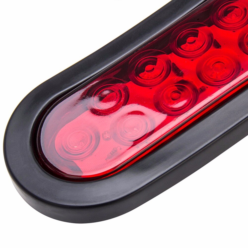 2 pcs Trailer Truck LED Sealed RED 6" Oval Stop/Turn/Tail Light Marine Waterproof