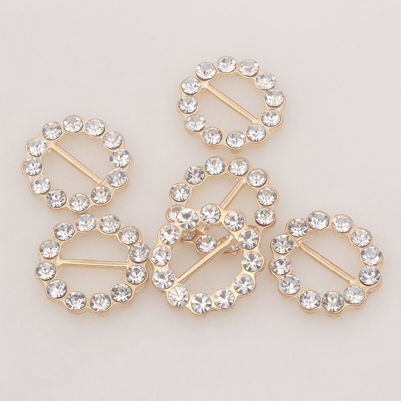 19mm Gold Rhinestone Buckles For Wedding Invitation Card Decoration Ribbon Slider Accessories DIY Hairbow Manualidades 50pcs/lot
