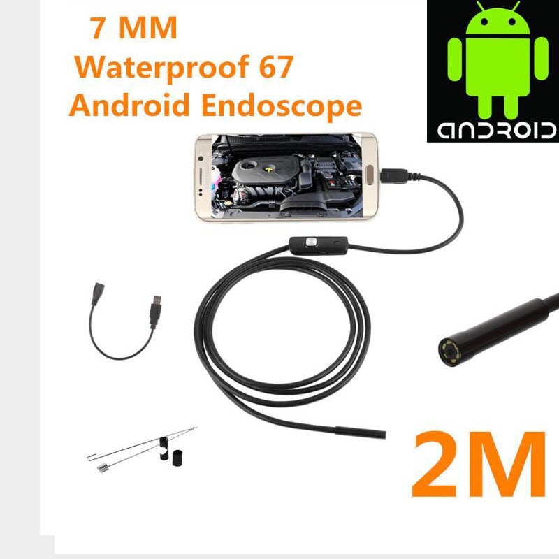 7mm hd vandtæt endoskop usb-kabel blødt kabel slange rør detektion endoskop 2m kompatibel android smartphone computer