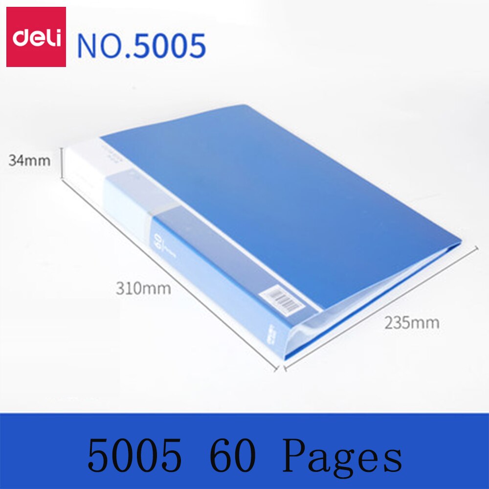 Deli A4 File Bag Data Book Large Capacity File Folder Briefcase Office Stationery Multiple Pages Optional Office School Supplies: 5005 60 Pages