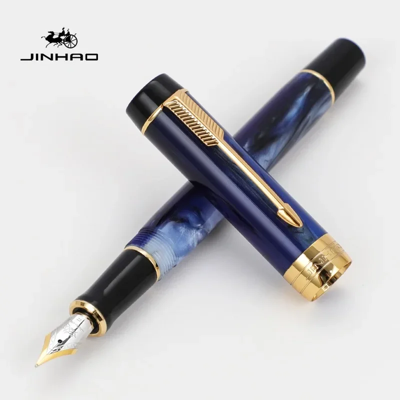 JINHAO 100 Mini Wooden / Resin Fountain Pen Centennial Golden Clip Fine Nib Writing Ink Pen School Office Supplies Stationery: Burgundy / MF
